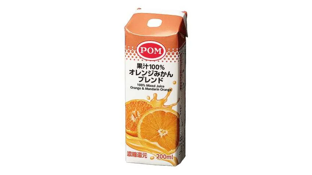 ＰＯＭ　果汁１００％　オレンジみかんブレンド　２００ｍｌ