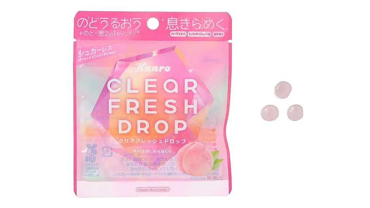 カンロ　クリアフレッシュドロップ　プリズムピーチ　小袋