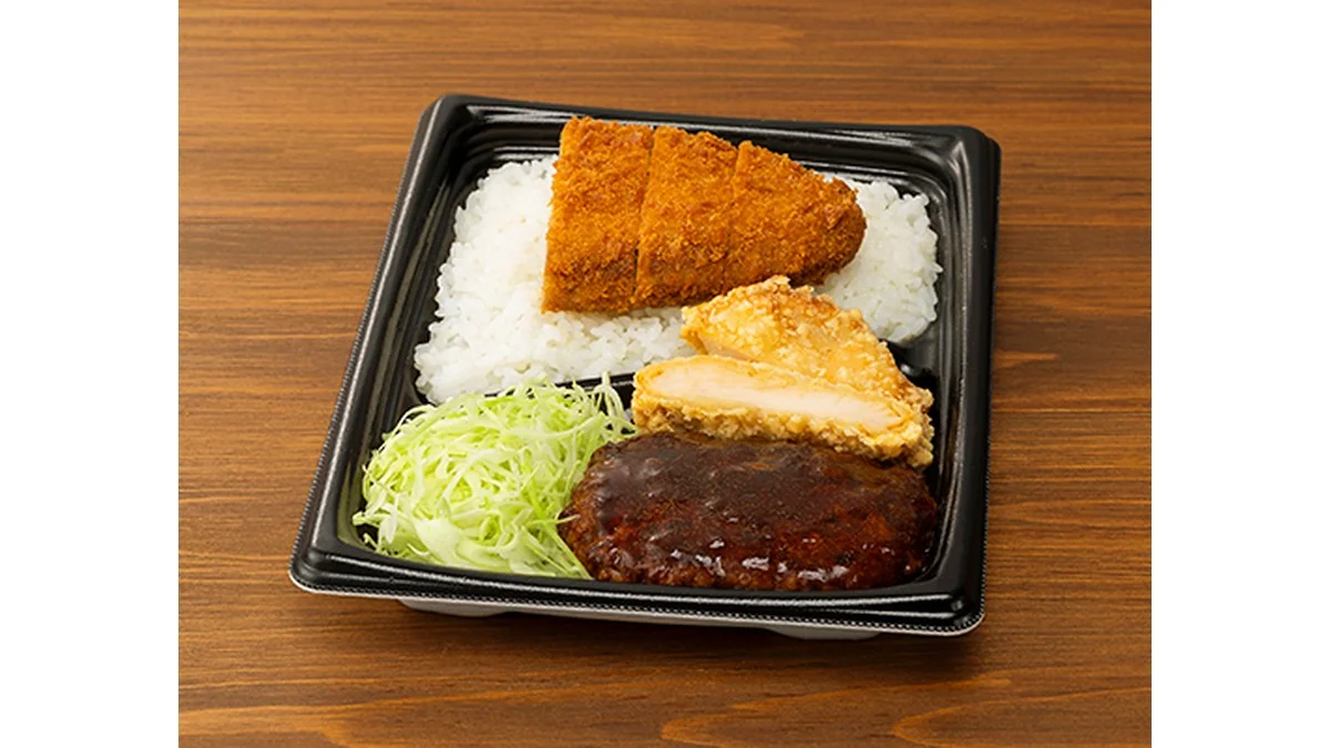 合わせすぎ！ハンバーグ＆竜田×メンチ弁当