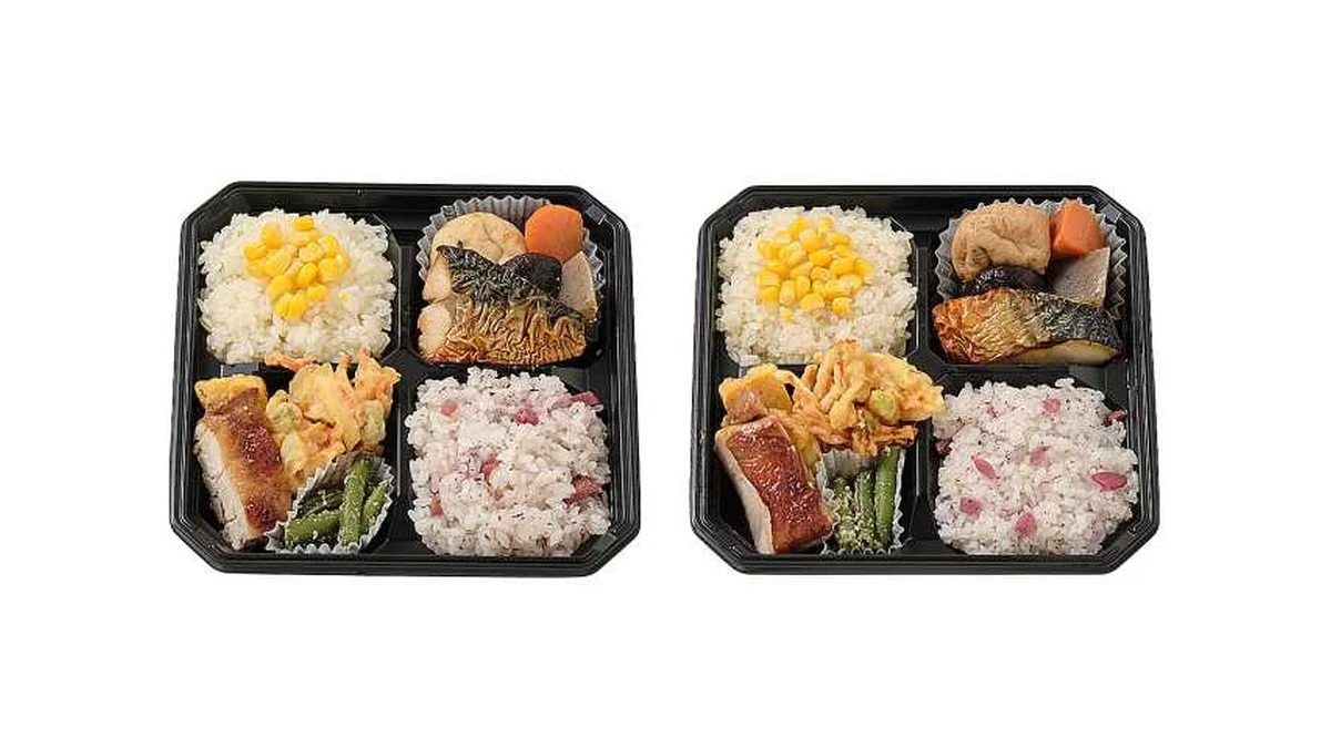 とうもろこし御飯と梅御飯の焼き鯖弁当